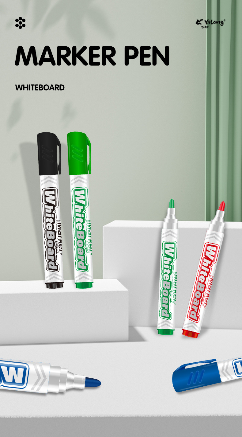 Yalong Cross-border Student Wholesale large-capacity marker pens, school office supplies, 4-color whiteboard pens pic 1