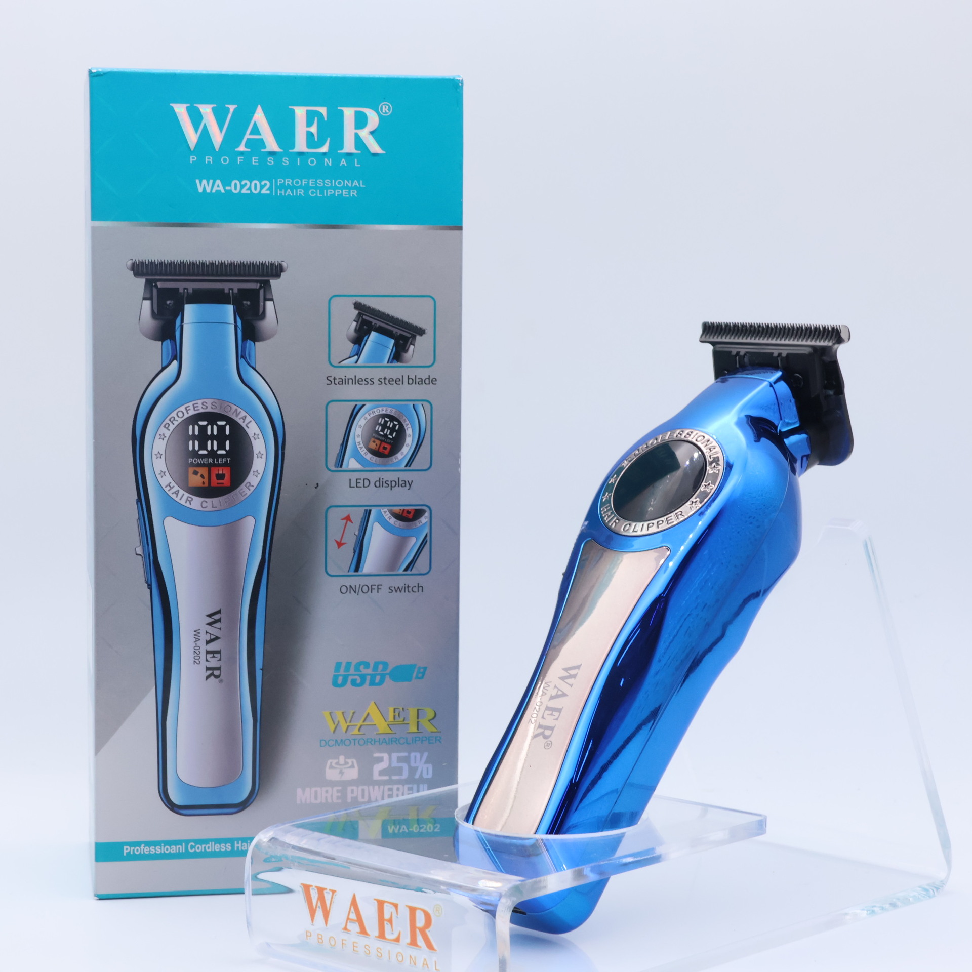 WAER新款电动理发剪雕刻不锈钢电推剪发廊专用大功率专业款电推子详情10