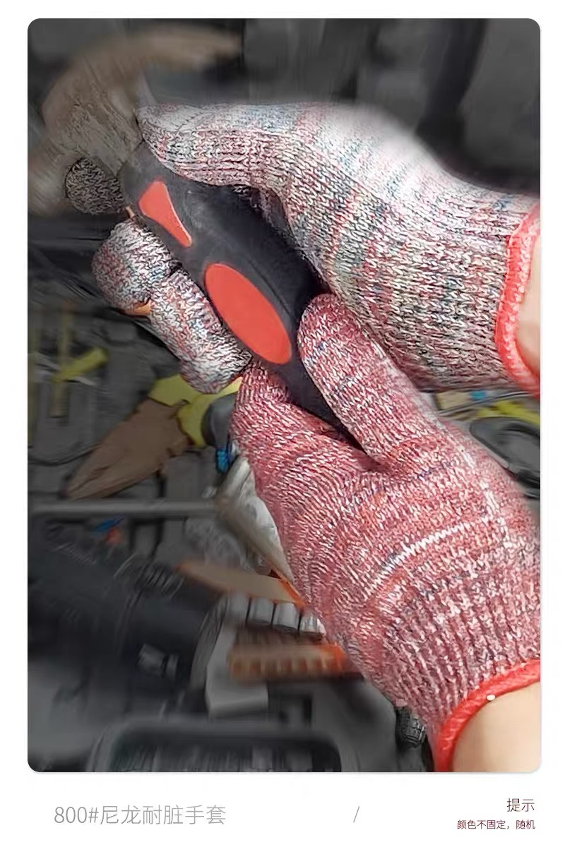 Gloves, nylon dirt-resistant labor protection line, wear-resistant industrial protection, anti-slip for construction sites, thickened, free shipping for hands pic 13