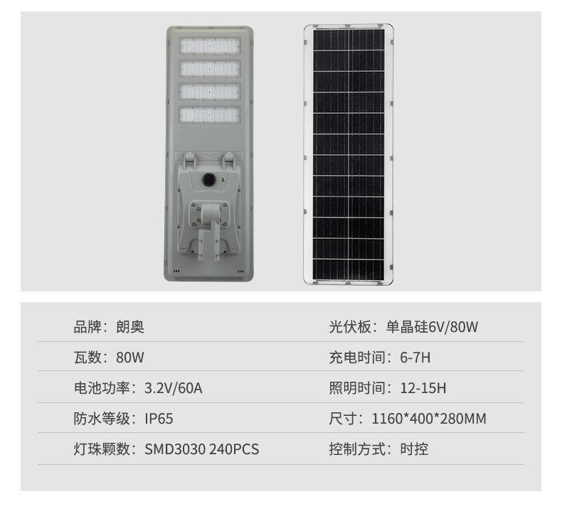 Solar integrated street lamp, LED lamp, solar lamp, 120W solar street lamp floodlight pic 4