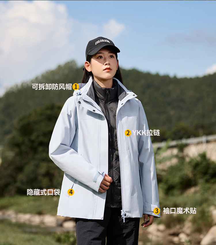 羽绒服24国标冲锋衣男三合一羽绒暴雨级防水外套户外运动全热封登山服女详情13