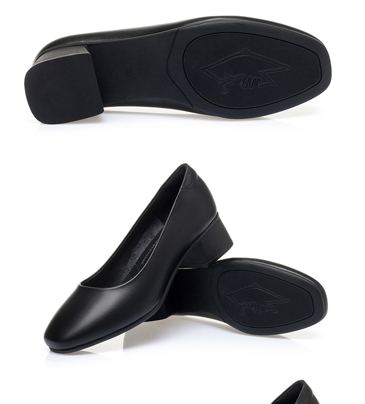 春秋新款方头浅口低跟舒适百搭轻便透气一脚蹬粗跟女士休闲工作鞋详情17