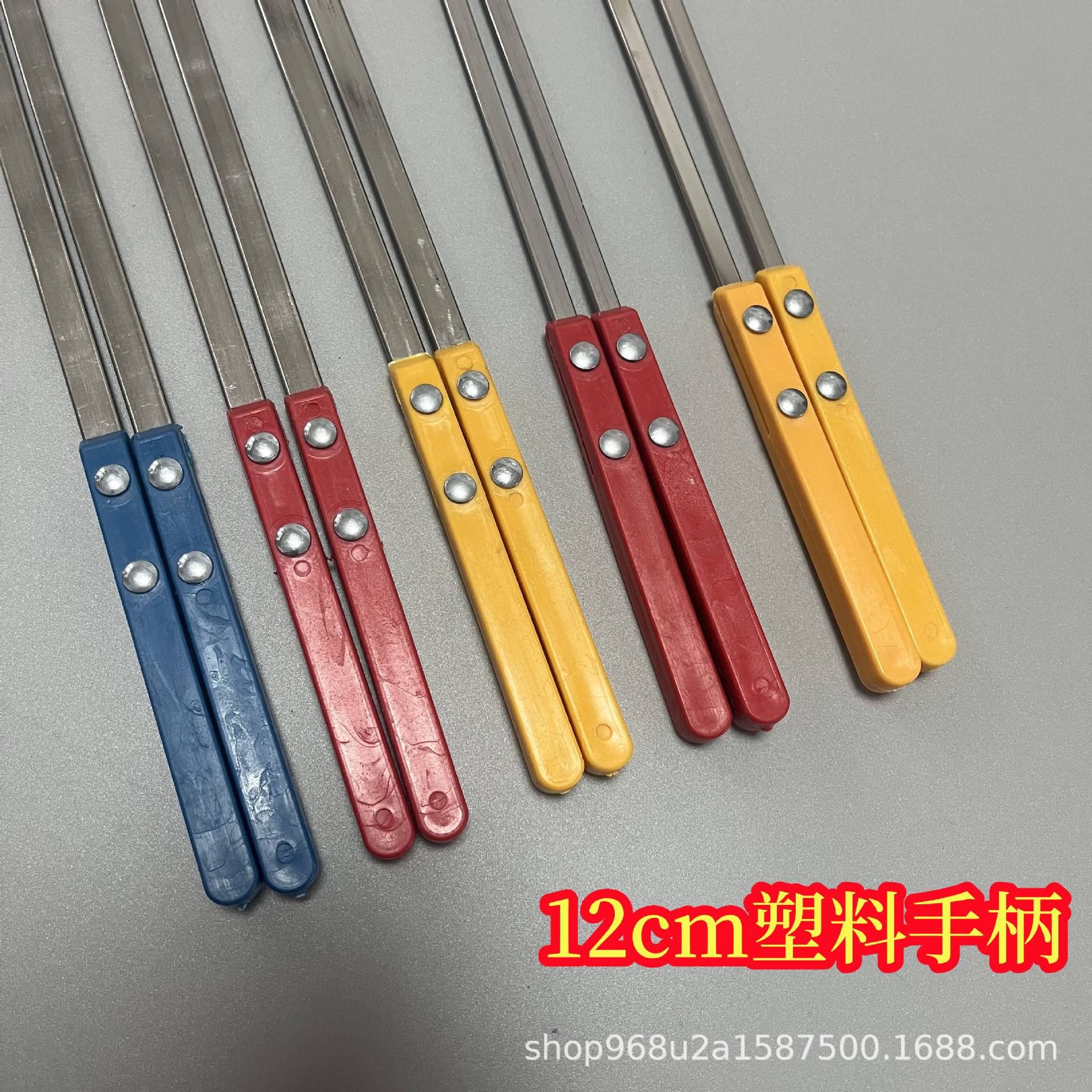 不锈钢烧烤签子家用钢签东北大油边商用大串烤肉大号木柄扁签烤架详情2