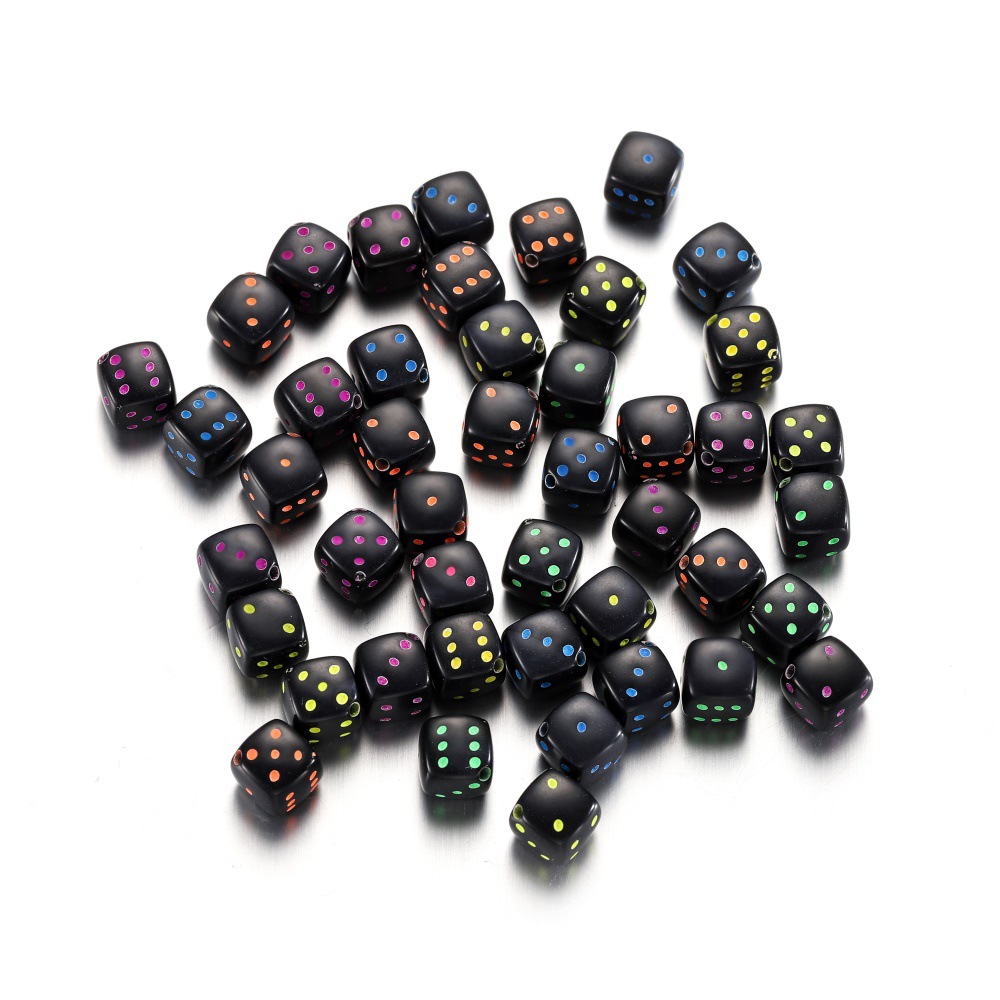 diy饰品配件手工穿绳珠亚克力骰子珠子透明彩色珠子黑白珠批发详情15