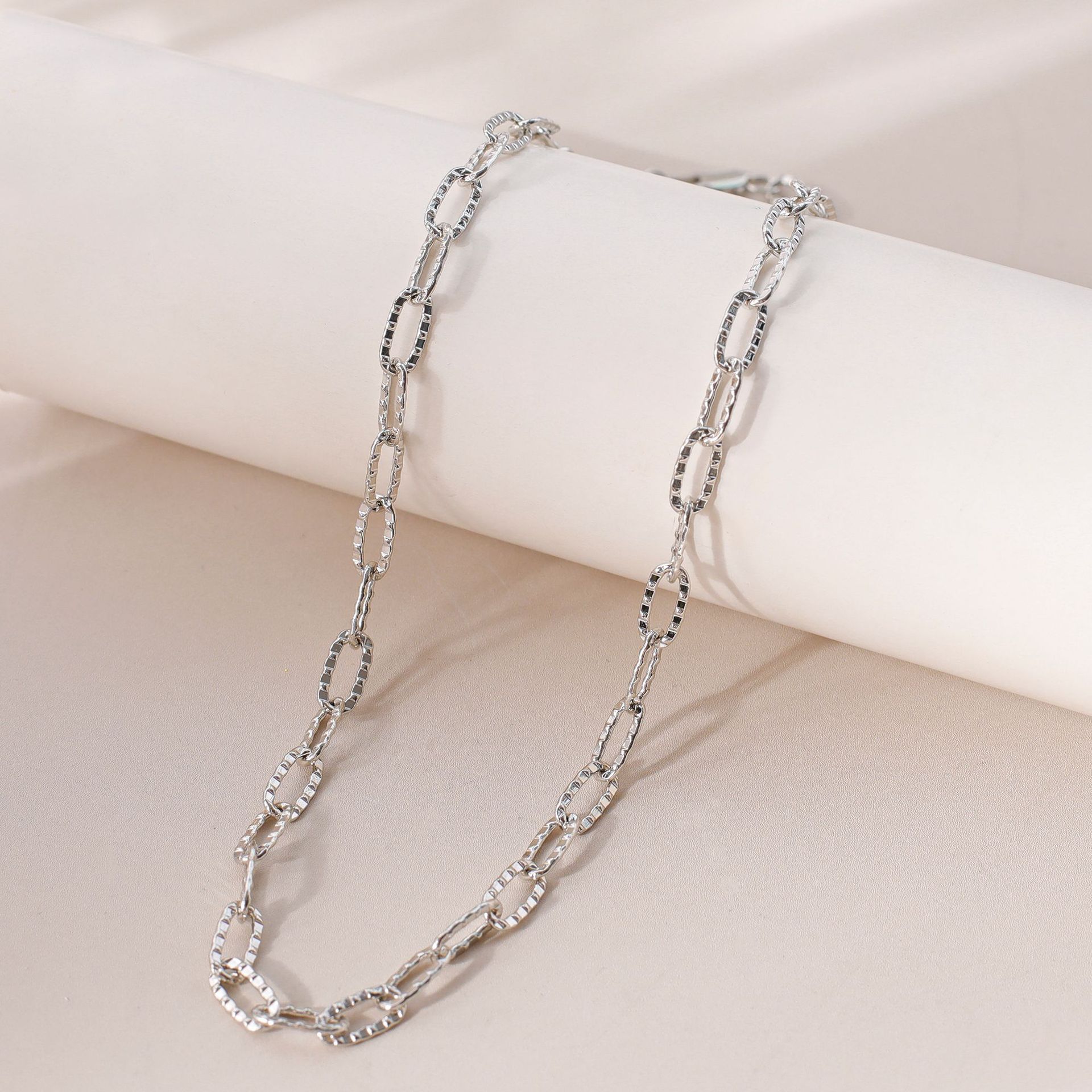 Hyacinth European and American fashion, simple and versatile pin chain necklace, ins minimalist style, copper plated 18K real gold chain, electrophoretic color preservation pic 7