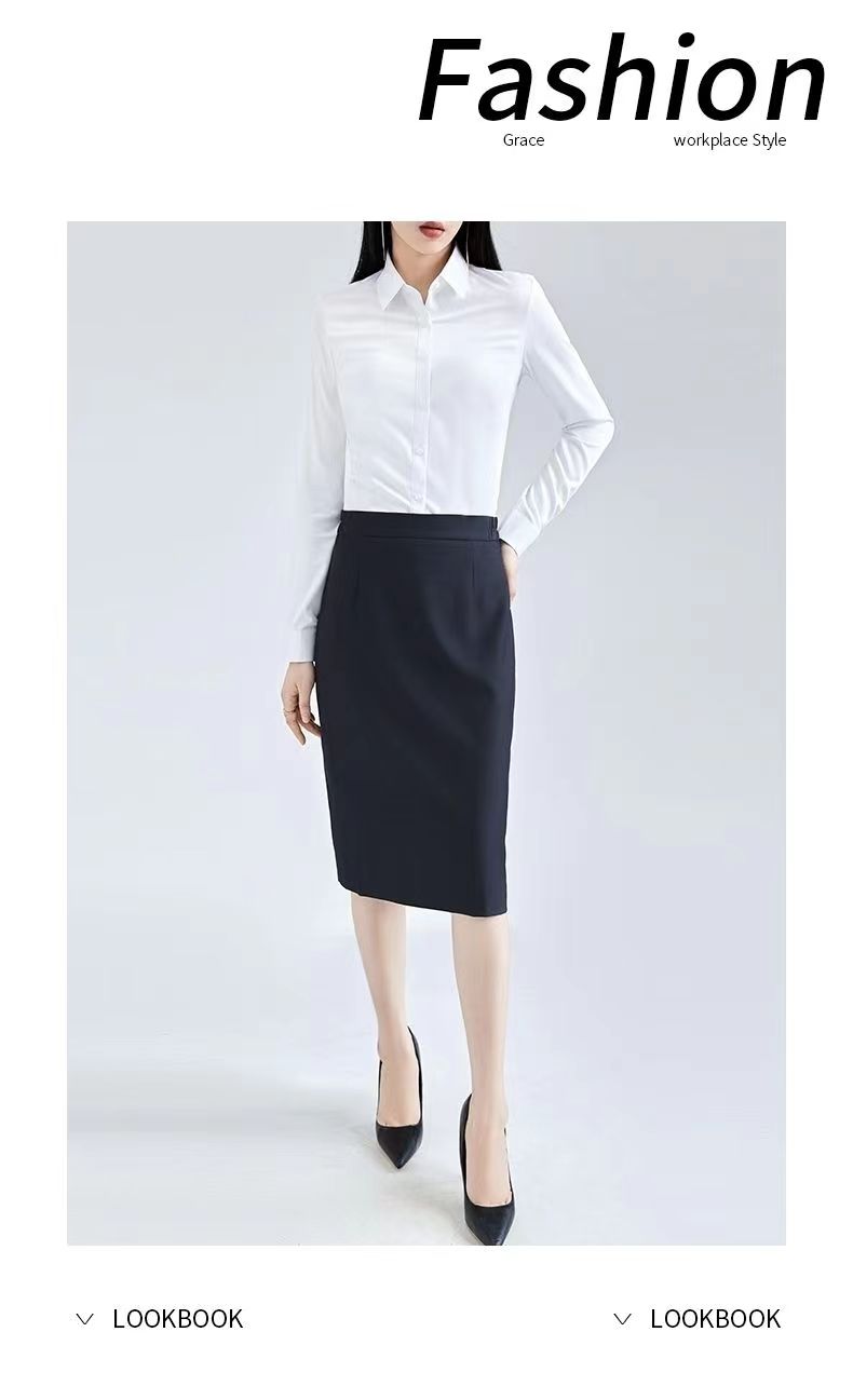 白色加绒衬衫女长袖秋冬加厚保暖职业装大码工装工作服百搭衬衣女详情9