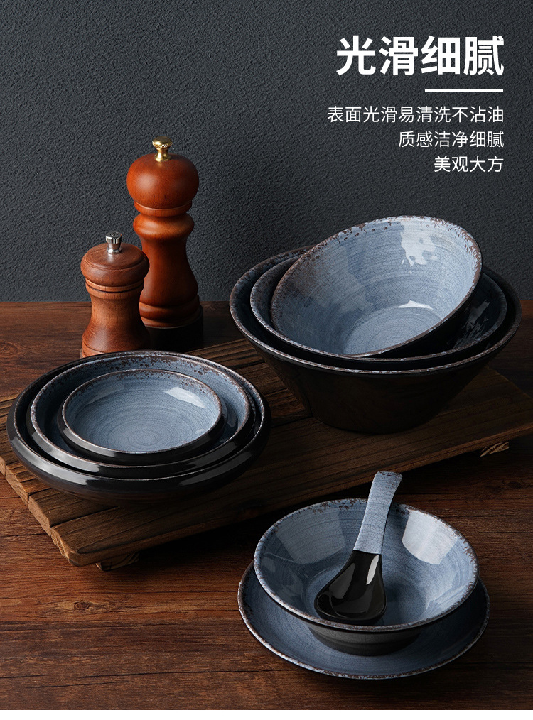 New imitation porcelain KB tile grey pattern melamine tableware factory direct sales melamine tableware pic 4