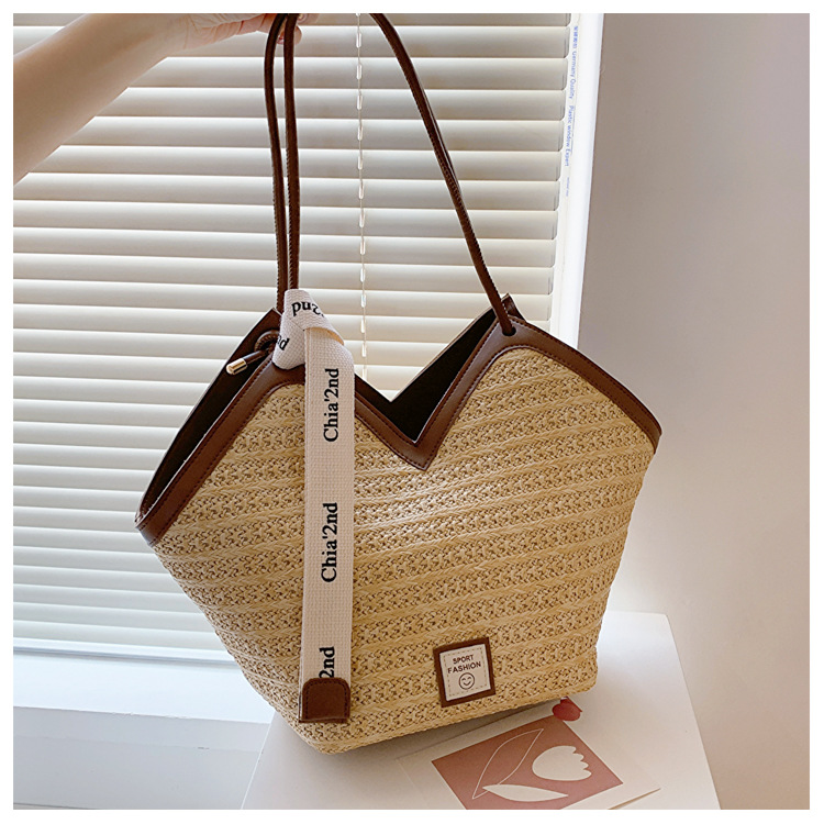 大容量托特包包女2025新款潮复古手提草编包百搭单肩编织包通勤包详情36