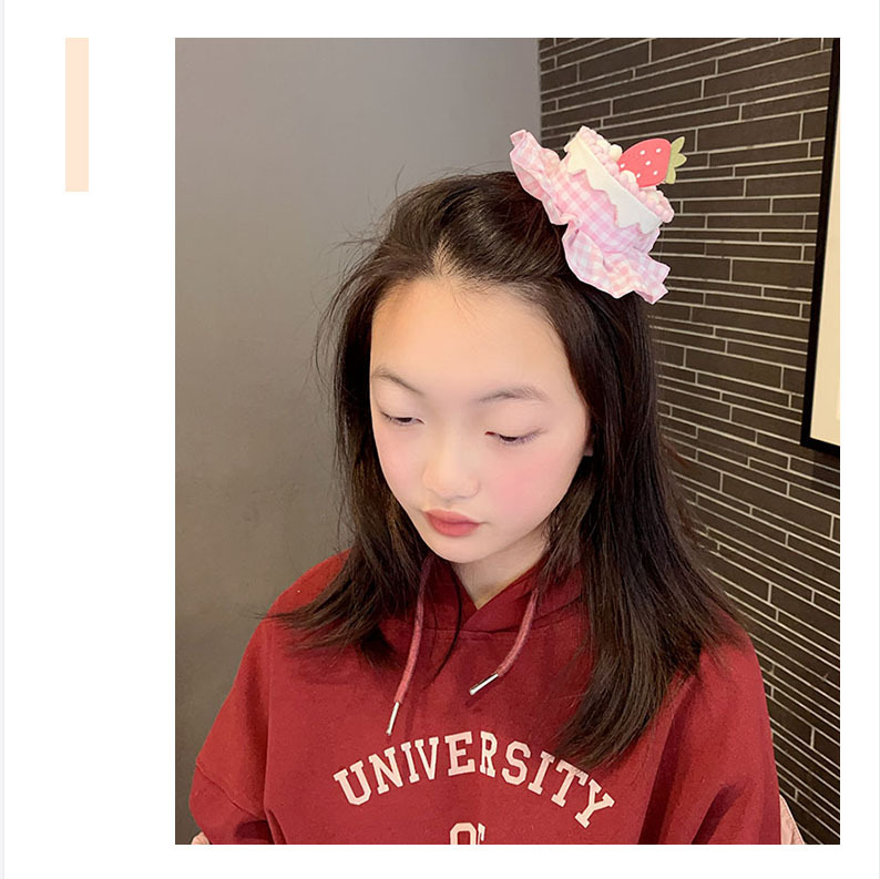 韩版创意草莓蛋糕发箍可爱甜美网红发夹小清新格纹冰激凌发圈头饰详情10