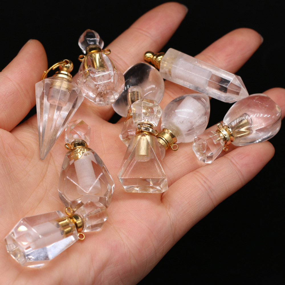 Exquisite natural semi-precious stone perfume bottles, white crystal, various shapes, DIY accessories, fashionable and exquisite wholesale production pic 43