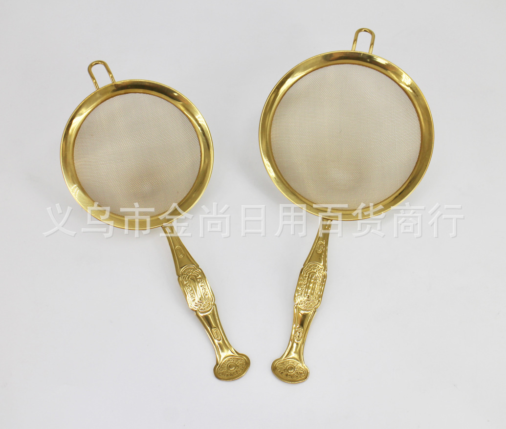 Household Ruyi handle 30-mesh deep mesh 201 stainless steel corrugated mesh oil leakage isolation ultra-dense flour screen mesh household mesh leakage pic 2