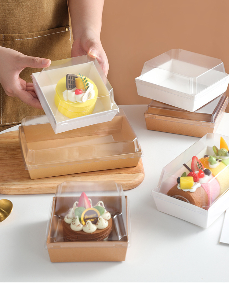 Cross-border rectangular cake box, meat floss small shell packaging box, snow beauty transparent paper-plastic box, sandwich dessert box pic 12