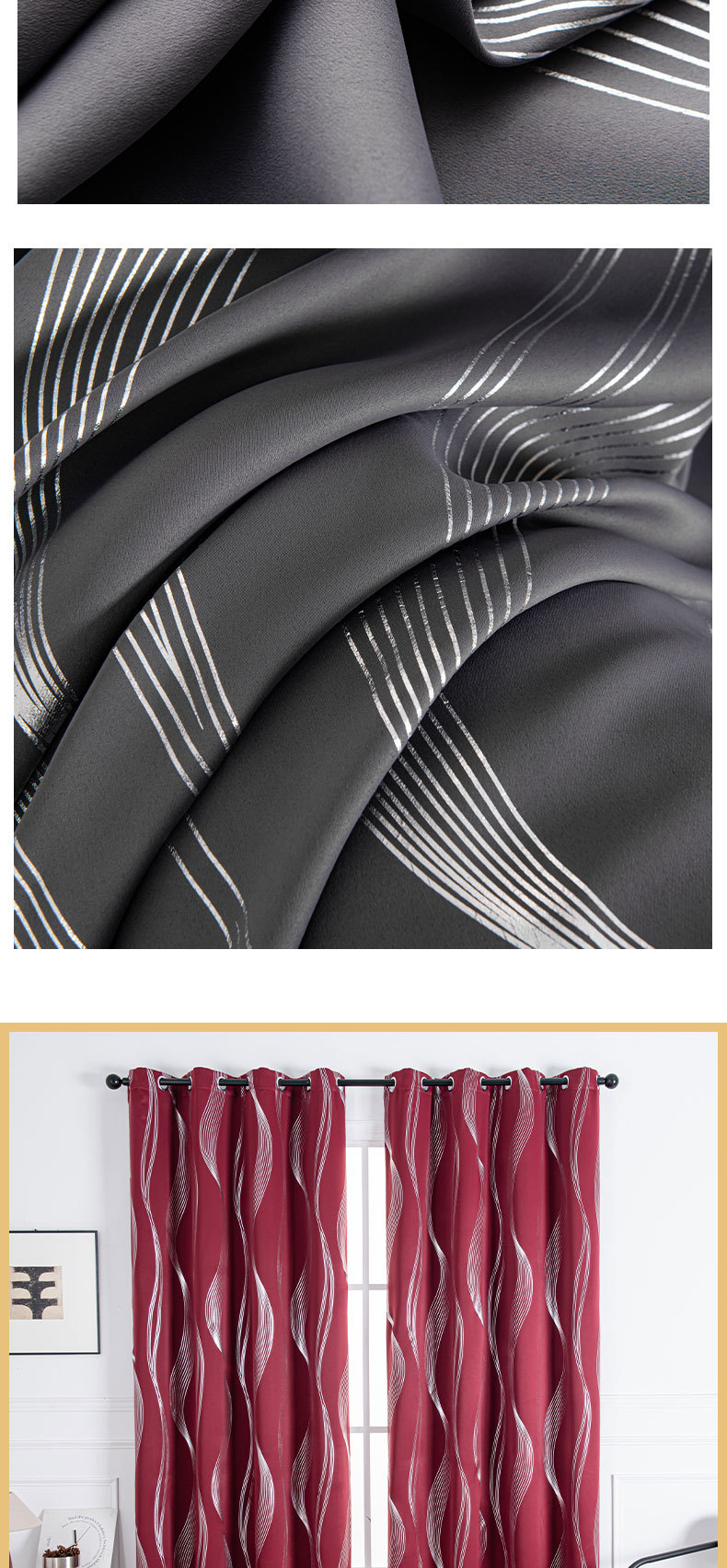 Cross-border Amazon bestseller solid color blackout curtains for heat insulation and sun protection, exclusively for export curtains finished product wholesale pic 7
