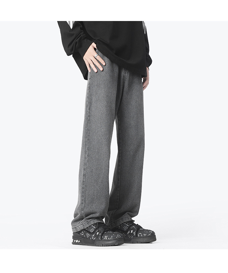 Retro and nostalgic, lightly washed, straight-leg, loose, irregular pants, loose cotton casual long pants, jeans for men pic 27