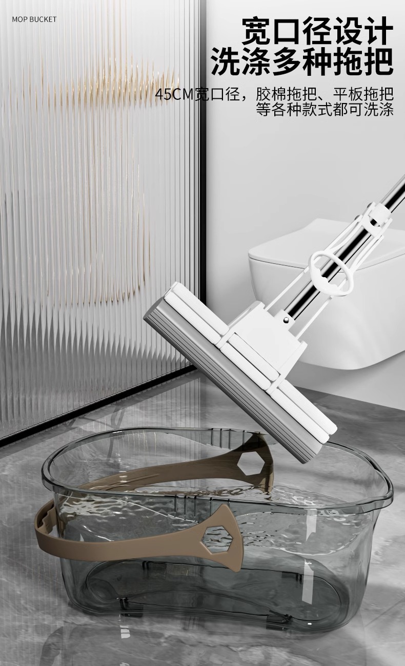 Transparent thickened water bucket, household portable PET rectangular water bucket, student laundry bucket, large water storage bucket, mop bucket pic 6