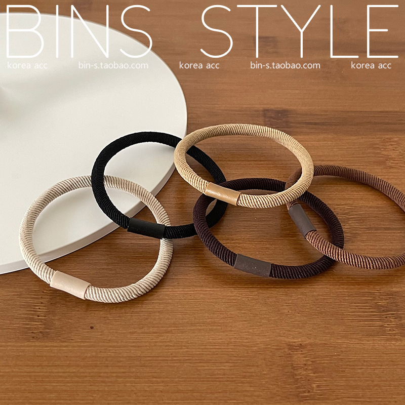 韩式棕色系高弹力发绳基础好用皮筋大地色斜纹扎发耐用头绳发饰详情2