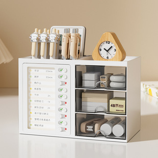 塑料透明抽屉式化妆品收纳盒小桌面卡通储物盒迷你兔子文具收纳柜详情11