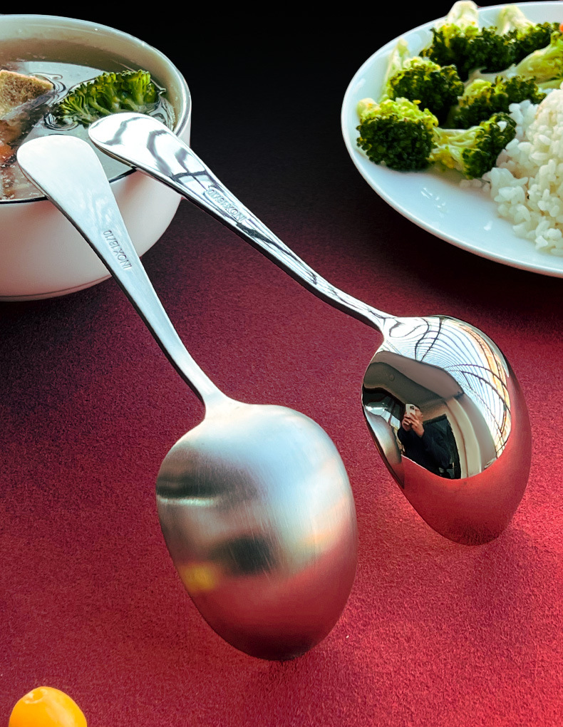 不锈钢勺子304材质大汤勺加深勺头餐厅家用高端勺子不锈钢高颜值详情7