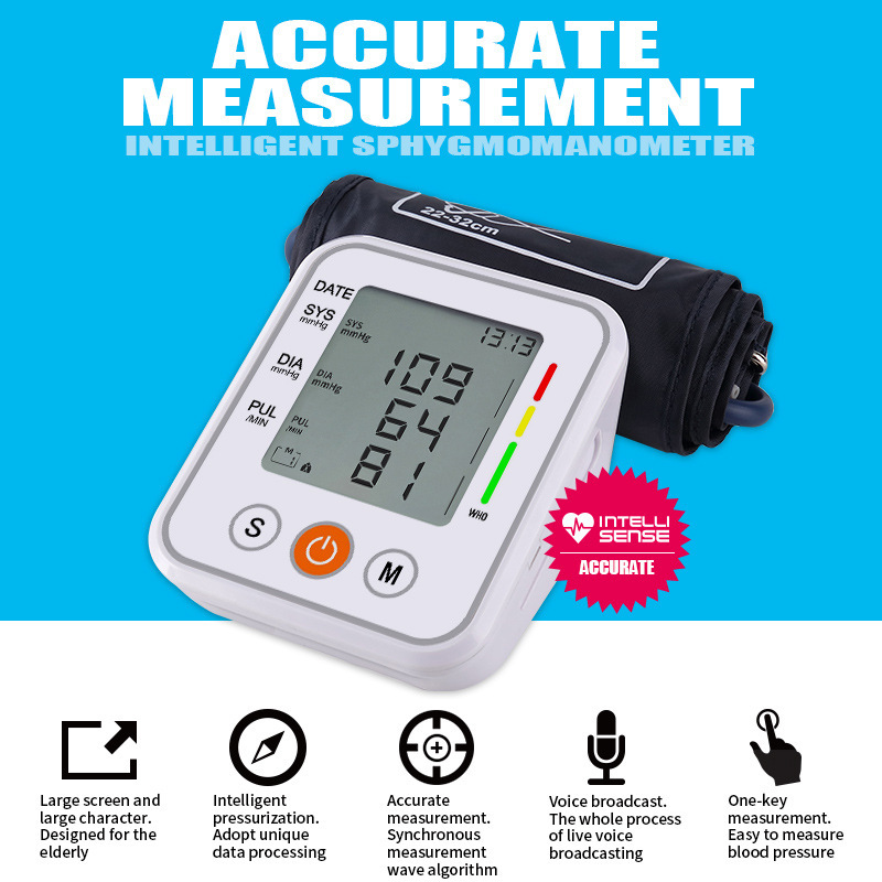 Cross-border exclusive arm blood pressure monitor, large screen rechargeable home electronic blood pressure monitor, English broadcast blood pressure monitor pic 7