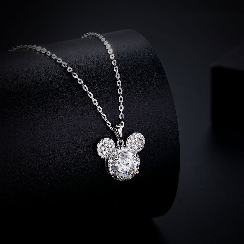 Wholesale one-carat moissanite sterling silver necklace, sterling silver jewelry, jewelry and accessories, necklace, versatile for women, Mickey pendant pic 11