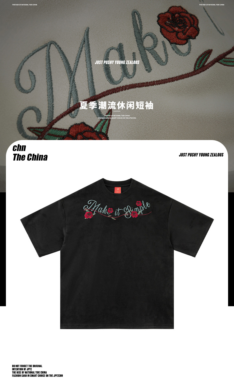 Summer pure cotton short-sleeved T-shirt, 100% simple and trendy top for men and women, American half-sleeved couple casual and versatile T-shirt pic 1