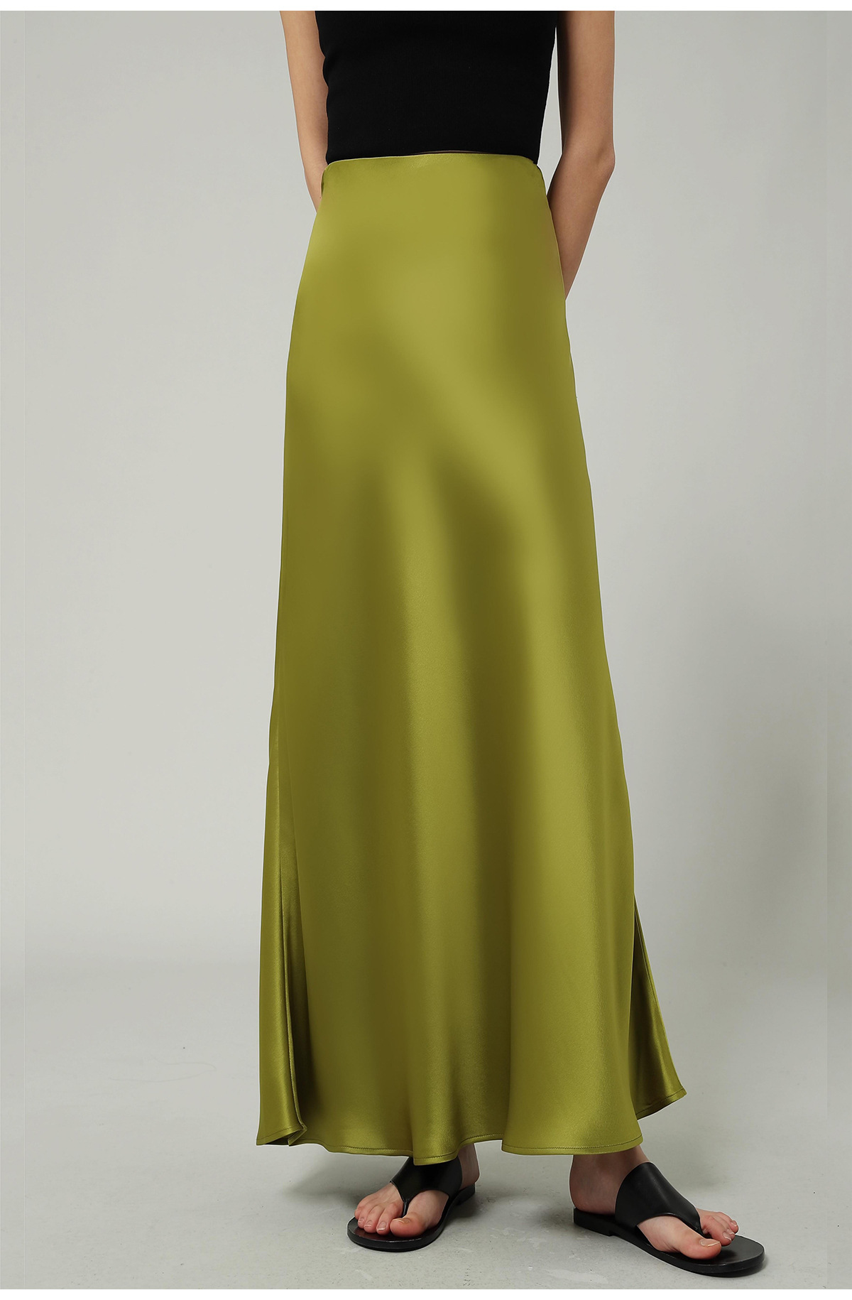 醋酸缎面丝光感柔软垂顺牛筋高腰长款半身裙女2025夏新款飘逸长裙详情18