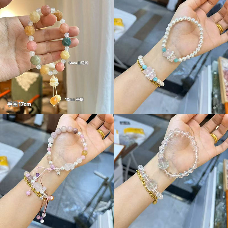 The new beaded white crystal bracelet for women is exquisite and versatile. The Bodhi agate PI Xiu hand accessory is a fashionable bracelet pic 1
