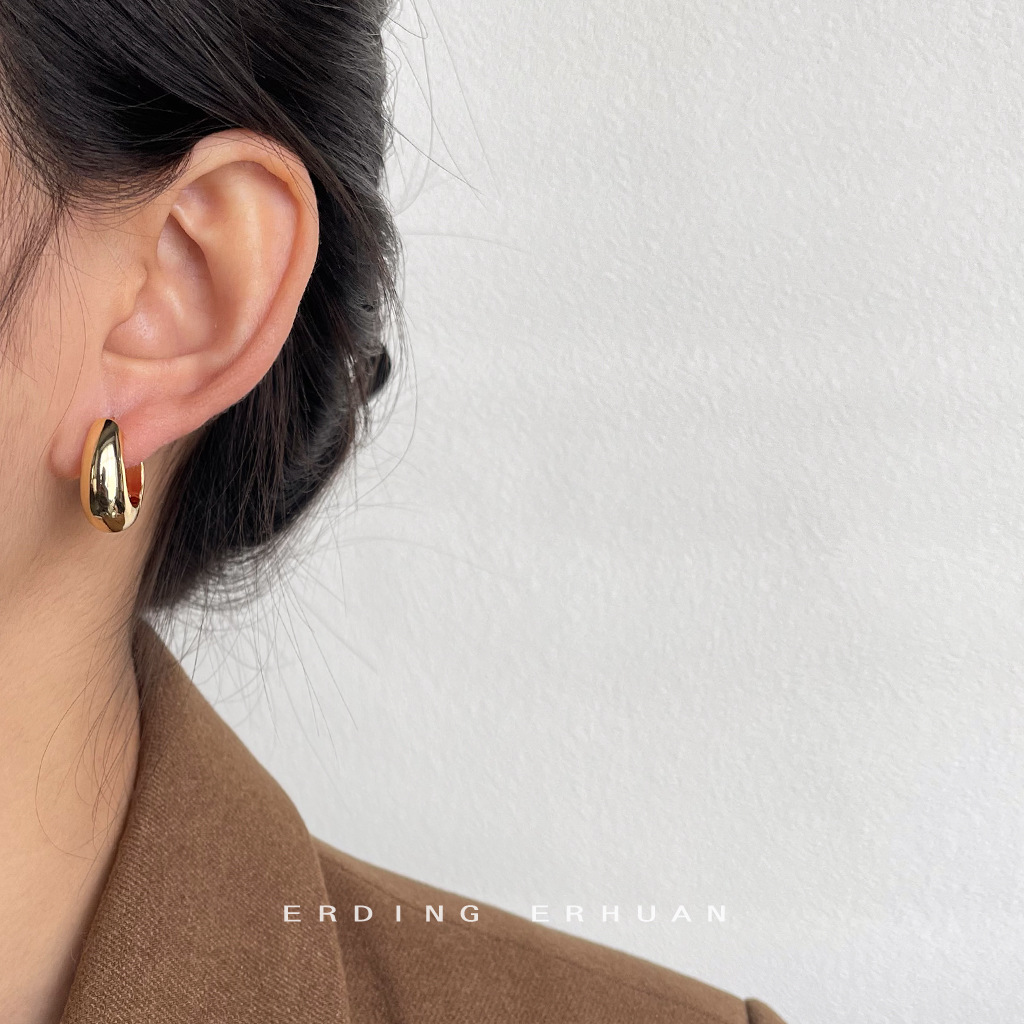 【 Upgraded Version 】 18K real gold plated, thickened, high-end, French light luxury style ear buckles, gold-plated texture earrings for women pic 12