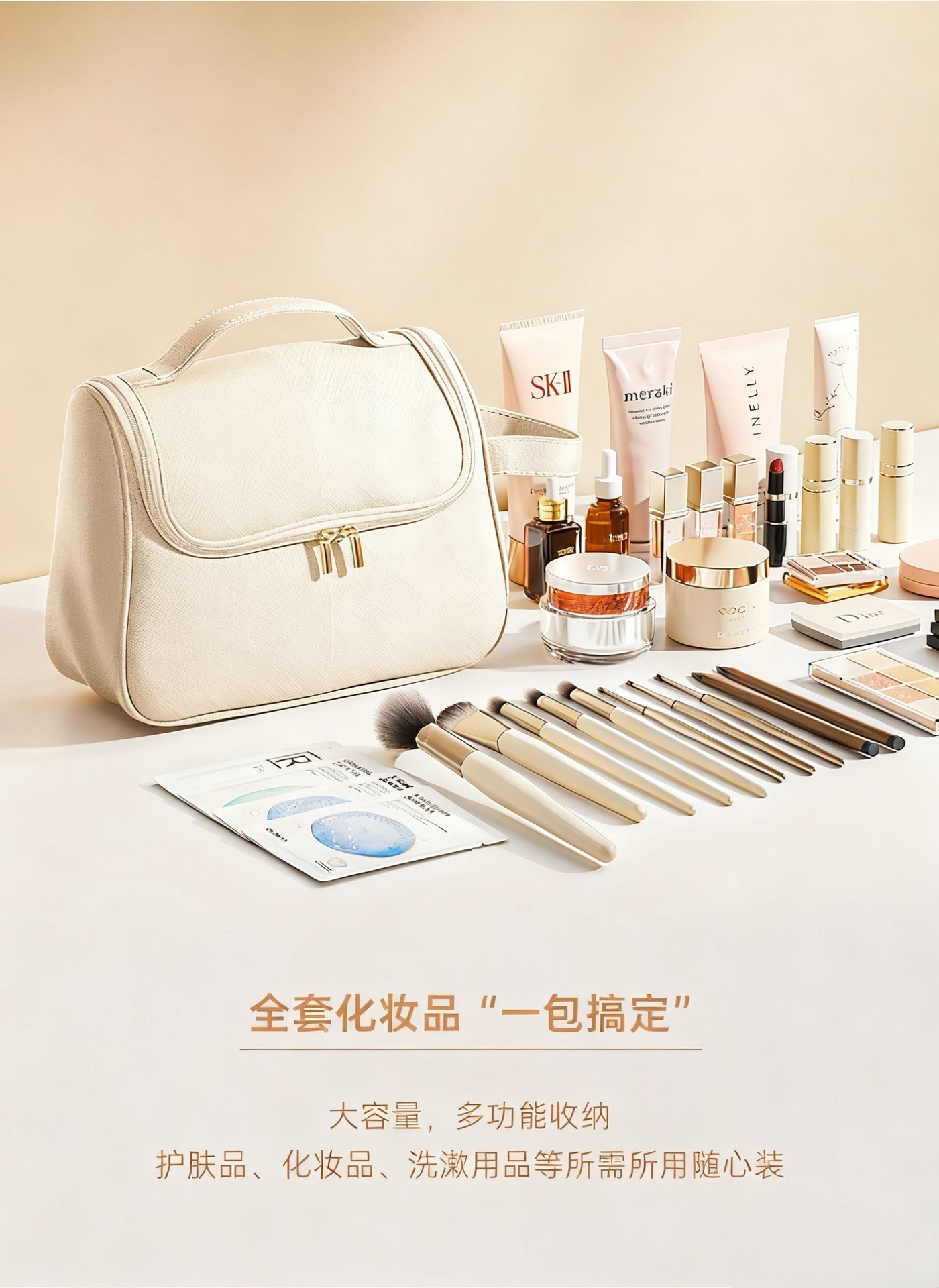 跨境手提悬挂式化妆品收纳包大容量防水便携旅行洗漱包箱包皮具妈咪晚宴包袋化妆包详情3