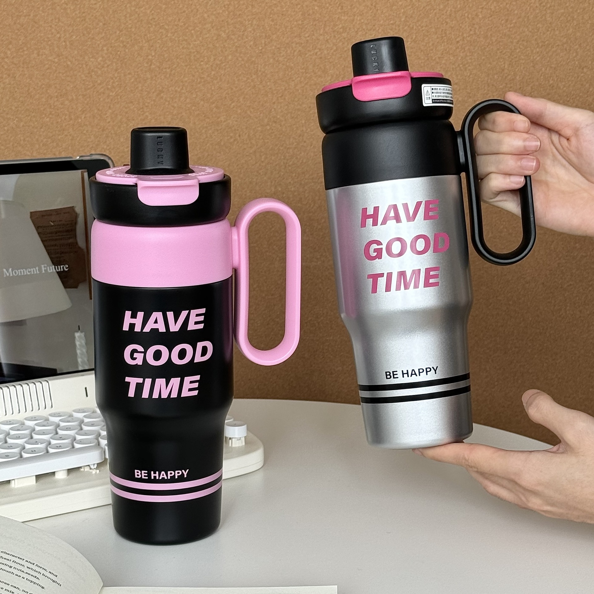 新款花语双饮保温杯女大容量冰霸杯学生高颜值茶漏不锈钢水杯子详情14