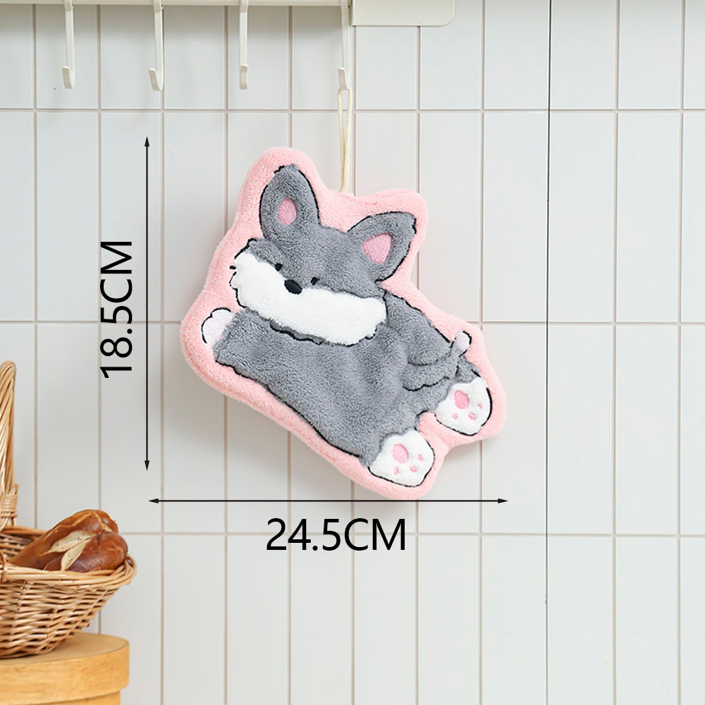 版权可挂式加厚超强吸水可爱卡通擦手巾珊瑚绒小方巾厨房浴室两用详情4