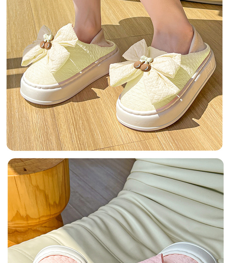 蝴蝶结月子鞋夏季薄款软底孕妇产后透气厚底包跟棉拖鞋女厂家代发详情14