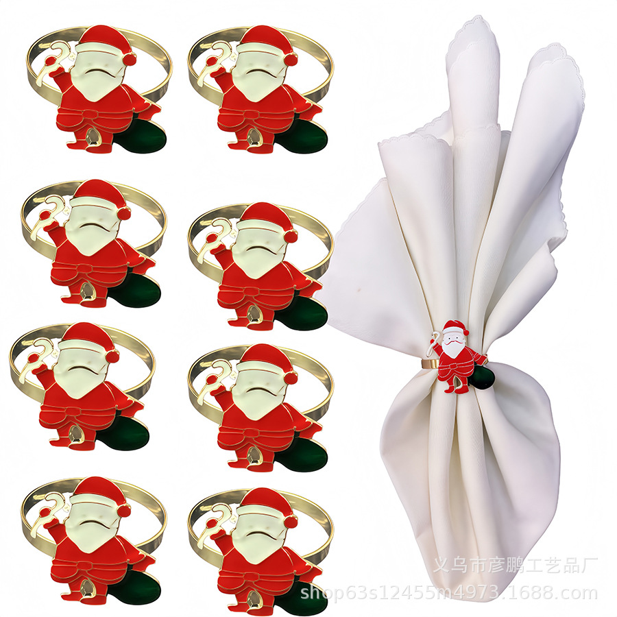 Christmas cross-border napkin rings, Santa Claus walking sticks, napkin buckles, festival dinners, hotel table decorations, napkin rings pic 3