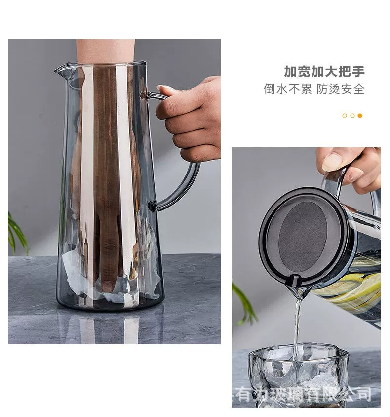Factory wholesale high-temperature resistant glass cold water kettles, high borosilicate drinking cups, household water appliance sets, large capacity cold water kettles pic 12