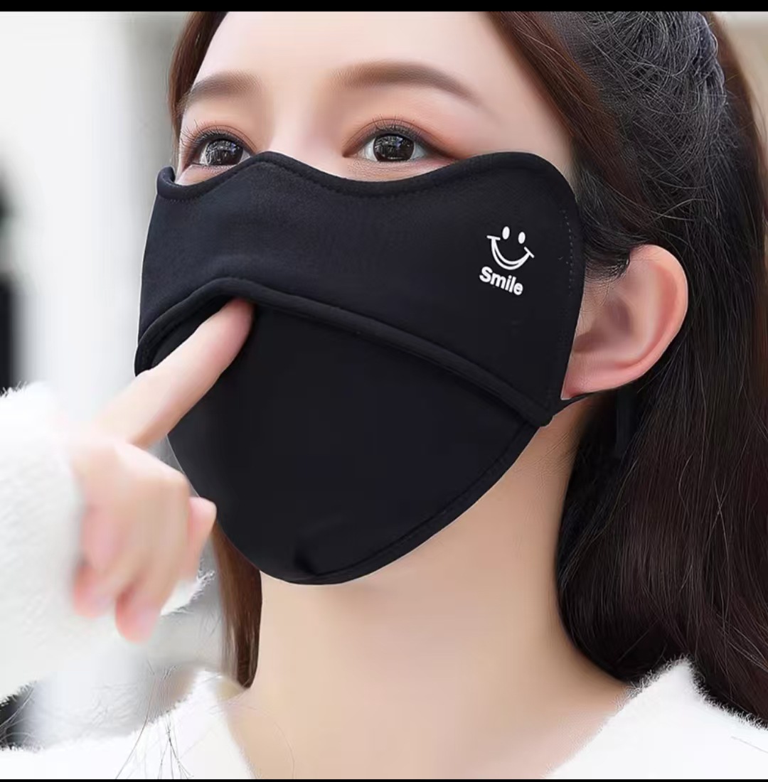 新款笑脸秋冬季加绒保暖口罩男女户外防寒防晒防风护脸骑行防雾详情1