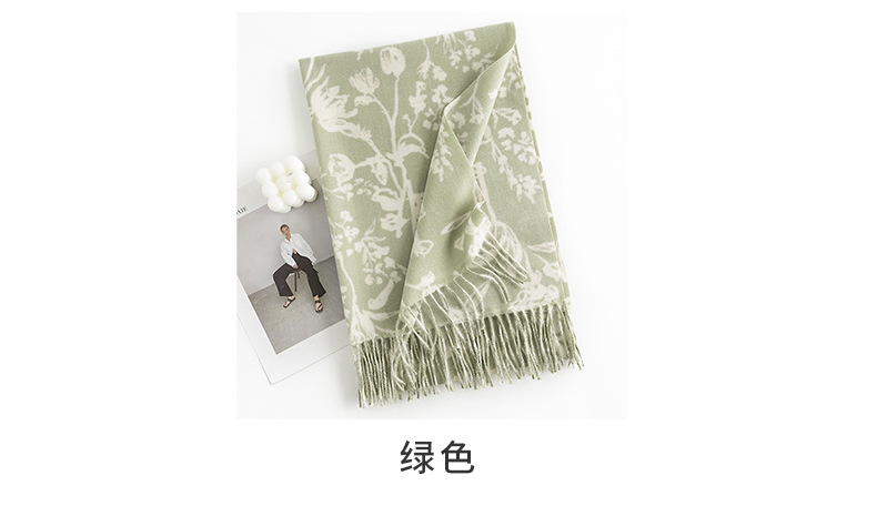A trendy faux cashmere scarf for women with a sweet and creamy style, autumn and winter printed scarf and scarf, a popular shawl pic 12