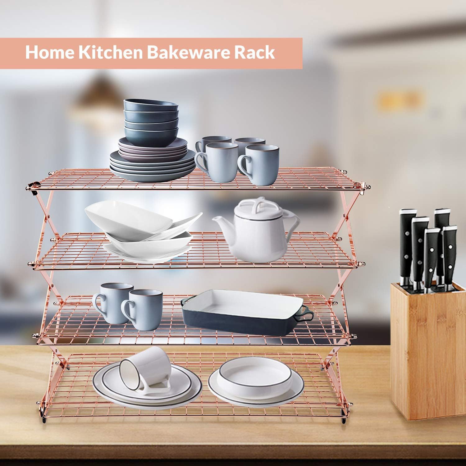 Cross-border new product 4Tier Collapsible Cooling Rack Black folding cooling rack for multi-layer kitchen pic 8