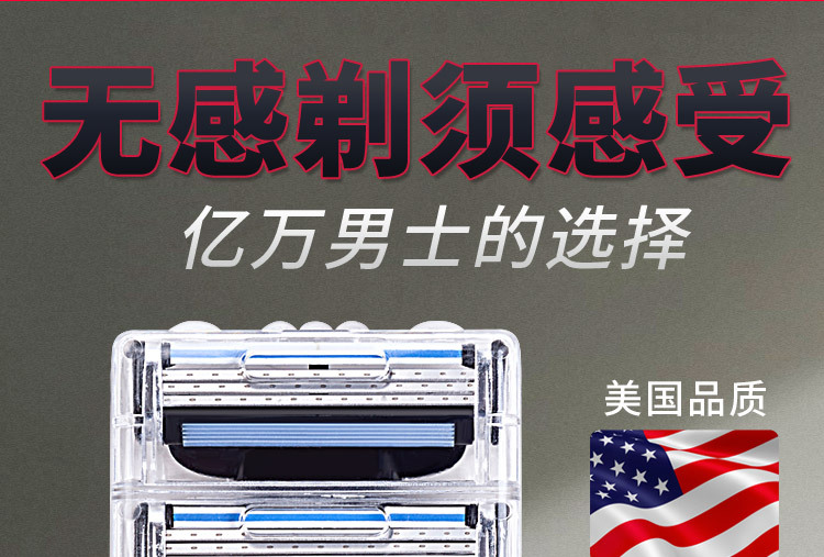 风速3层刀片通用吉利锋3剃须刀手动刮胡刀片男胡子刀剃须刀片详情1