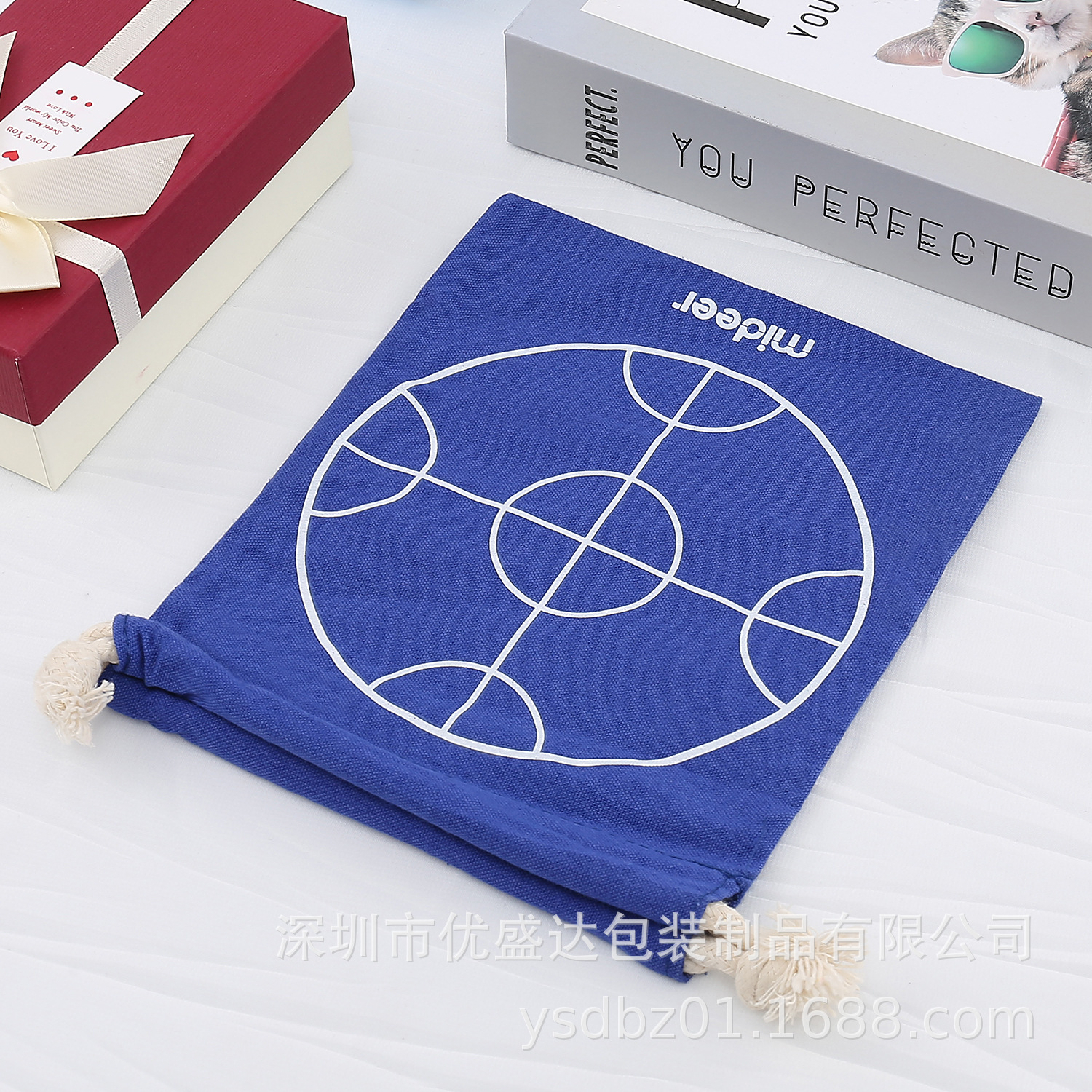 Wholesale all-cotton drawstring bags, high-end InS-style gift packaging canvas bags, printed polyester-cotton dust-proof drawstring bags pic 9