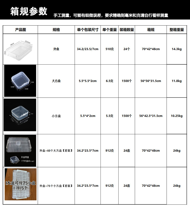 厂家拼豆收纳盒拼豆内盒工具透明塑料盒正方形零件包装盒饰品盒详情1