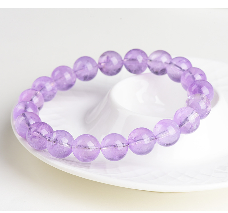 Jiuya Crystal Natural Ice Type Lavender Round Bead Bracelet, Fresh and transparent light amethyst bracelet wholesale pic 12
