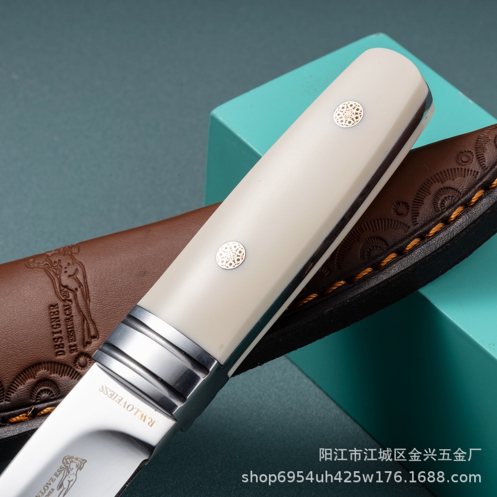 Factory direct sales of the new M390 powder high-hardness sharp small straight knife for survival, convenient and portable handle meat knife pic 5