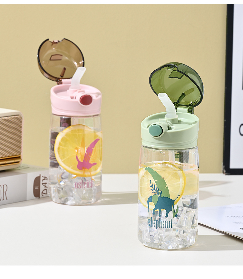 吸管水杯ins风图案爆款塑料水杯耐高温刻度学生杯子批发简约水壶详情12