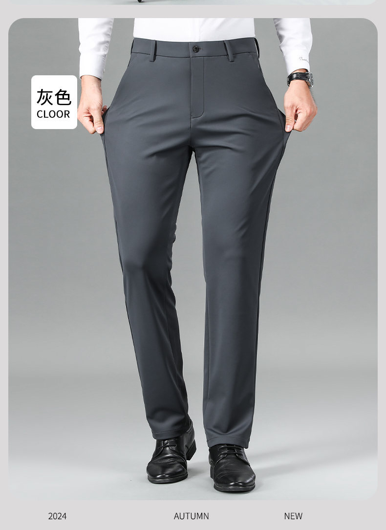 新品加绒加厚款免烫西装裤蓄热保暖高弹力秋冬季直筒垂感休闲裤男详情16