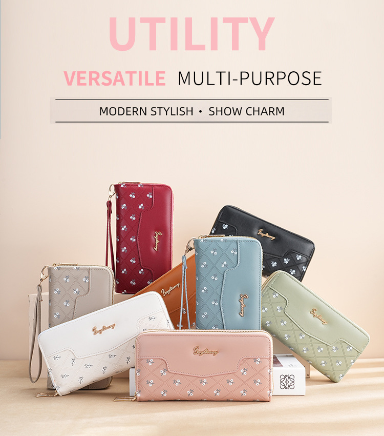 钱包女生长款新款韩版简约拼接手拿包wallet零钱包卡包女士高级感详情3