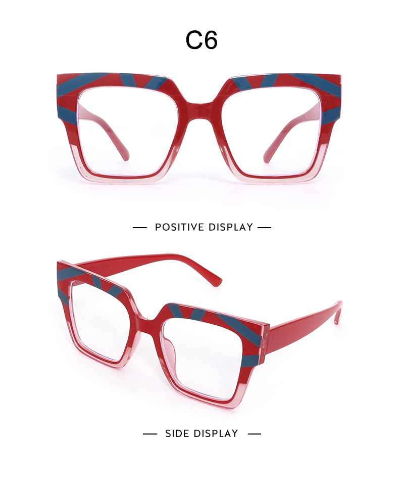 European and American trendy eyeglass frame for women, 2024 new style fashionable anti-blue light eyeglass frame, multi-color square large frame flat light glasses pic 17