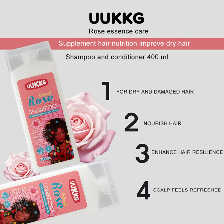 UUKKG 玫瑰洗发水 免洗护发素套盒400ml 修护发质两瓶装 跨境专供详情5