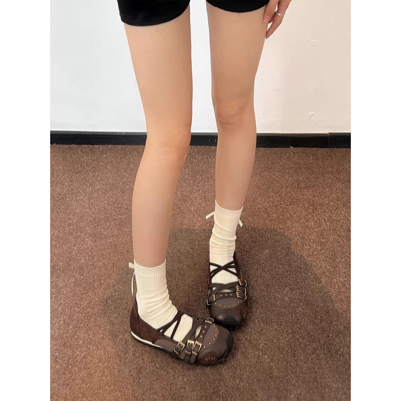 复古芭蕾舞平底鞋女2025夏季新款软皮铆钉内增高浅口玛丽珍单鞋潮详情11