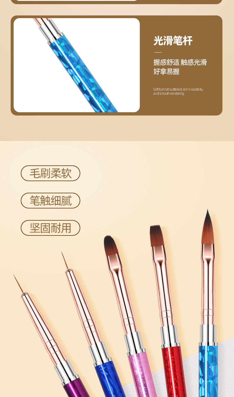 多功能晕染渐变美甲笔双头初学者彩妆工具戳花美甲刷美容护肤详情8
