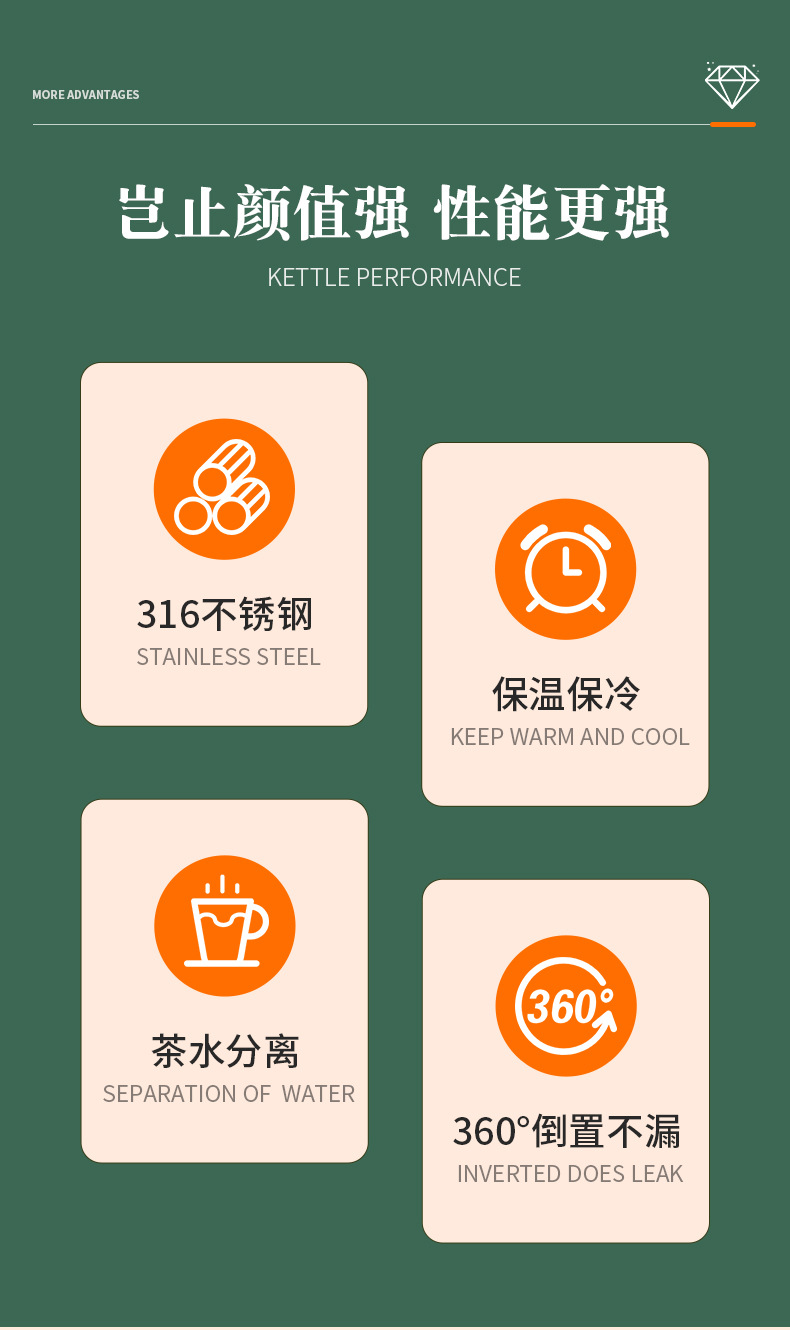 316不锈钢焖茶壶保温壶家用泡茶壶保温焖茶壶茶水分离办公便携详情2